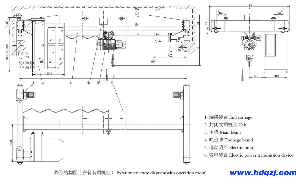 单梁起重机外观结构图