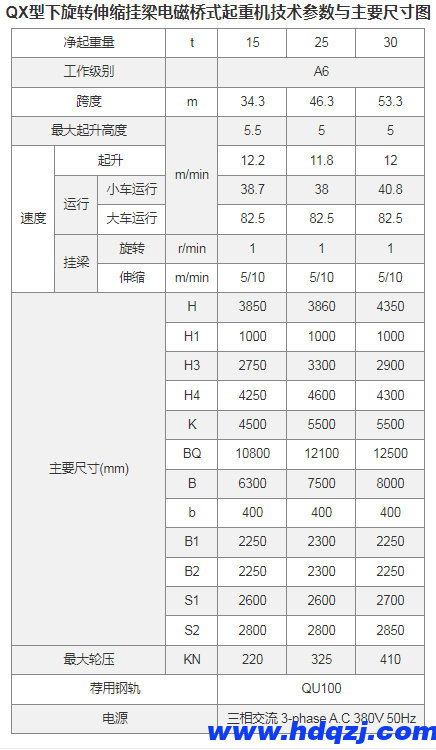 下旋转伸缩挂梁电磁桥式起重机